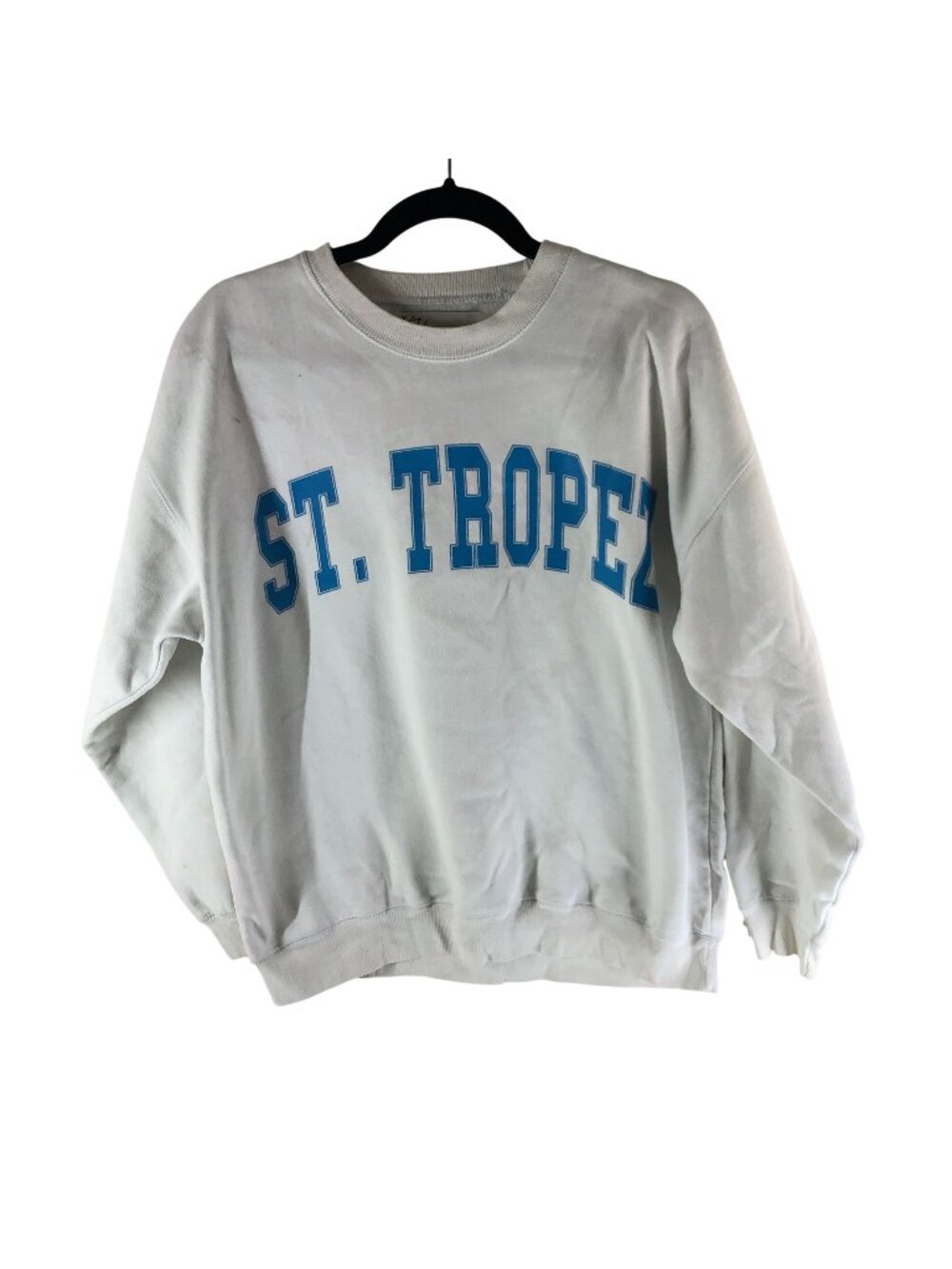 Vintage Havana St. Tropez White Crewneck Sweatshirt With Blue Lettering